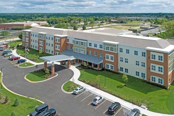 Aerial view of the assisted living facility exterior