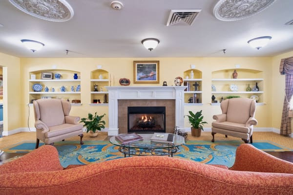 Comfortable common area with seating and decor