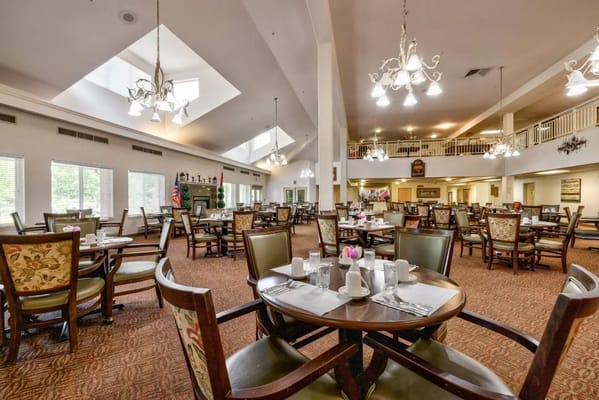Dining area with tables set for a meal
