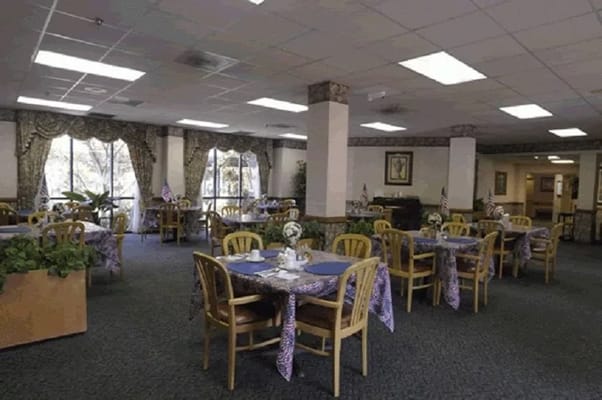 Dining room setup with tables and decor