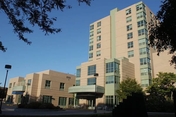 Exterior view of a senior living facility building