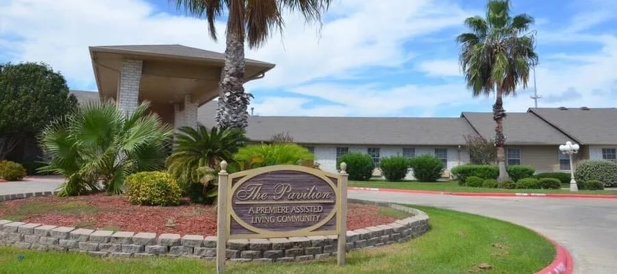 Exterior view of Pavilion Assisted Living facility entrance