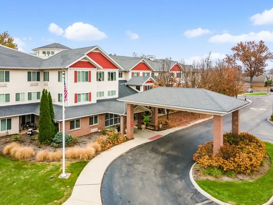 Aerial view of the Rittenhouse Village Gahanna entrance
