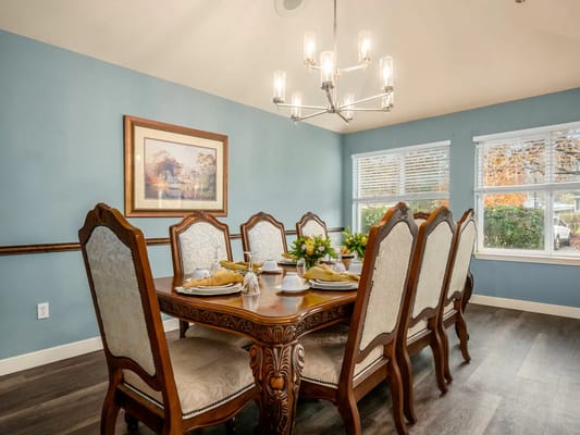 Elegant dining room set up for a meal