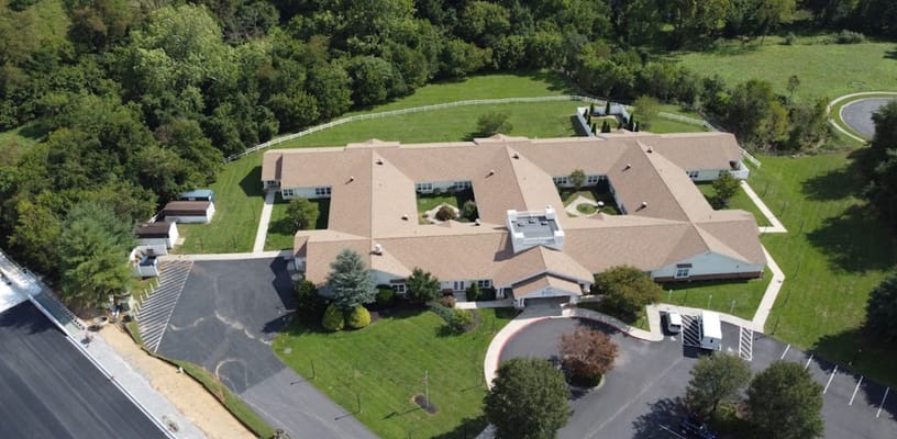 Aerial view of Seaton Hagerstown's exterior and surrounding grounds
