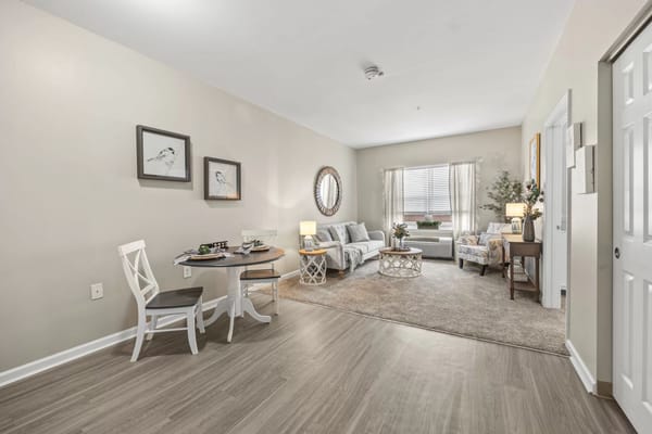 Cozy interior of a sitting area in a senior living facility