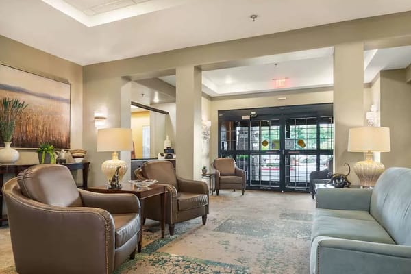 Cozy common area with seating and natural light