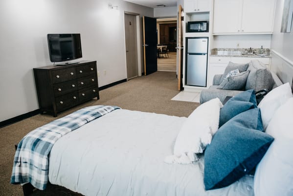 Well-furnished private resident room in an assisted living facility