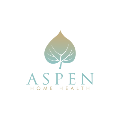 Logo of Aspen Home Health featuring a stylized leaf
