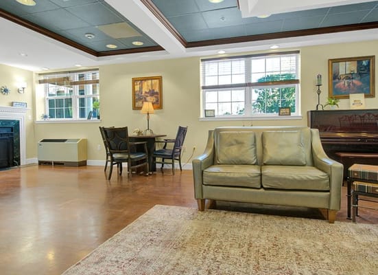 Interior common area with seating and art