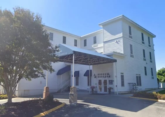 Exterior view of a senior living facility entrance