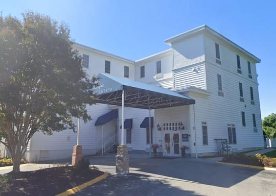 Exterior view of a senior living facility entrance
