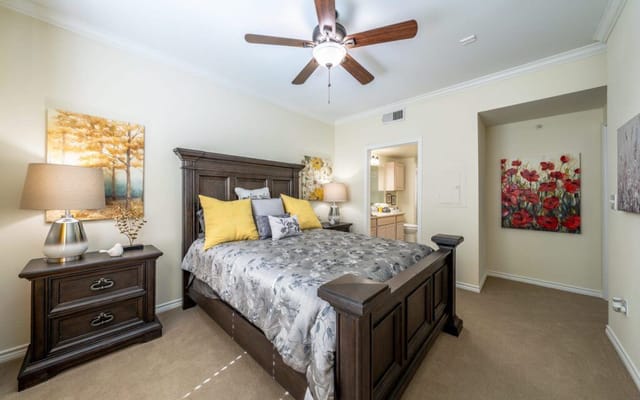 Cozy private bedroom with decorative elements