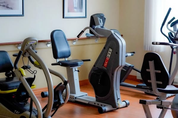 Interior fitness area with exercise equipment