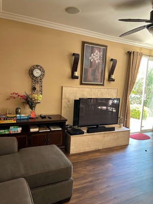 Cozy living room with TV and decor