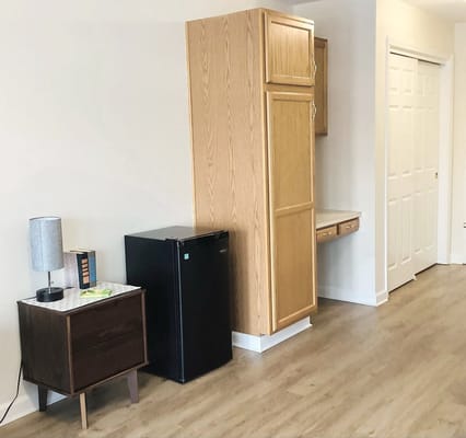 Interior view of a resident's room with furniture