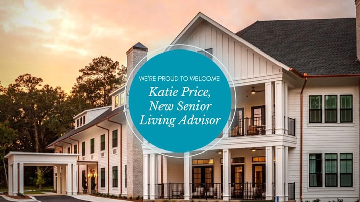 Exterior view of a senior living facility with welcoming sign