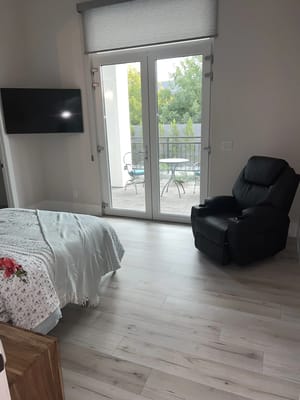 Cozy resident room with patio view
