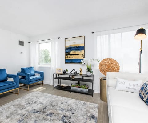 Bright interior of a common area with stylish furniture