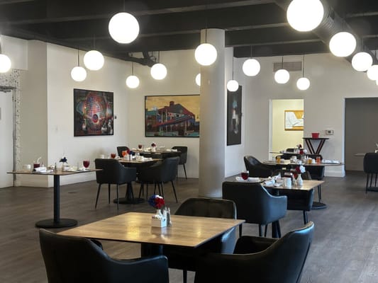 Interior of a dining room with stylish decor
