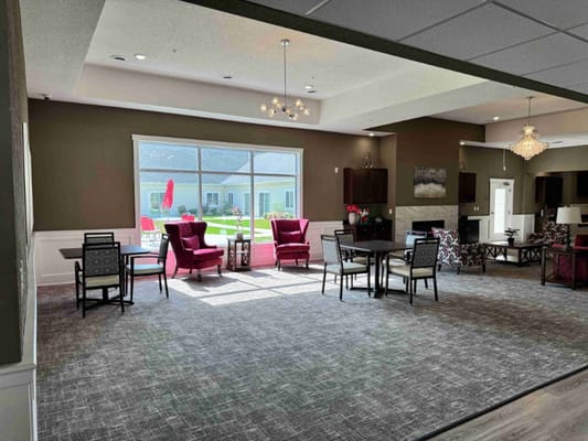 Common area with seating and natural light
