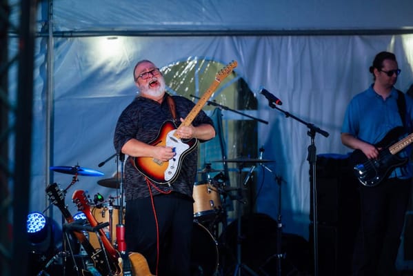 Musician performing in a festive atmosphere at an event
