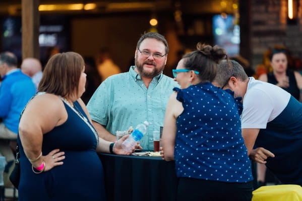 Group of people socializing at an event