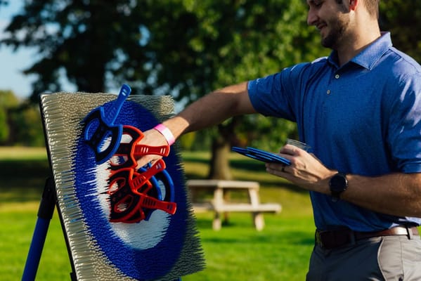 A man participating in an outdoor activity at the facility