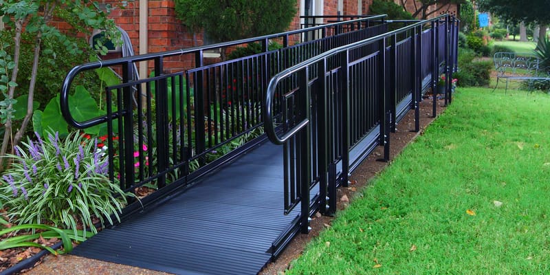 Accessible ramp leading to a facility entrance