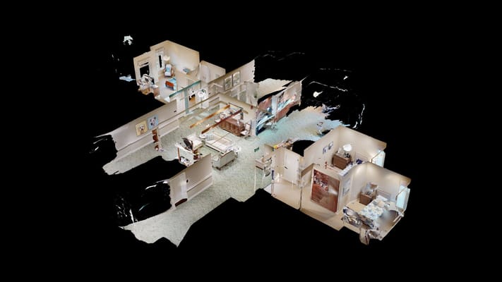 3D rendering of a facility interior layout