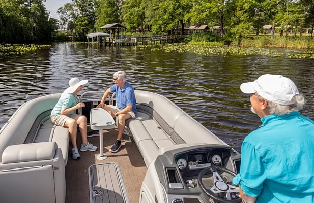 Residents enjoying a boat ride on the water