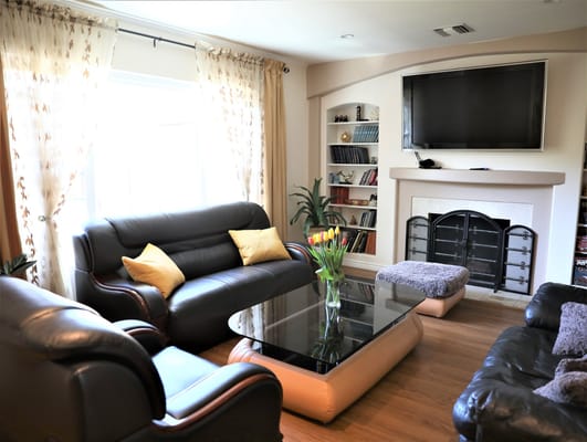 Cozy common area with seating and natural light