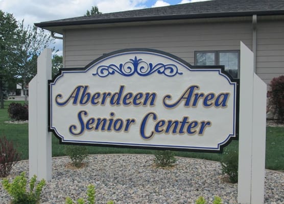 Sign for Aberdeen Area Senior Center outside the building