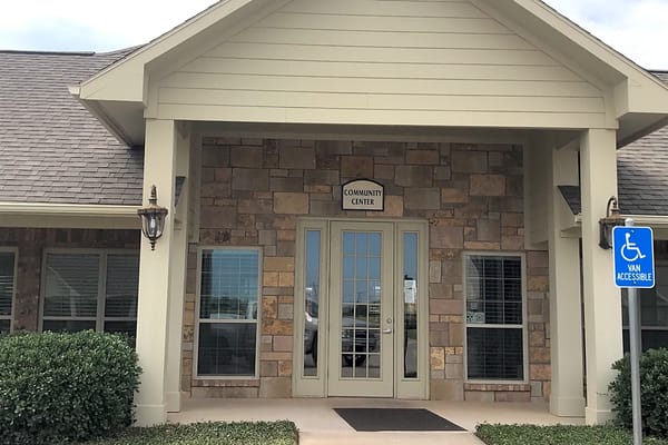 Exterior view of the community center entrance