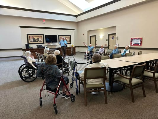 Residents enjoying an activity in a common area
