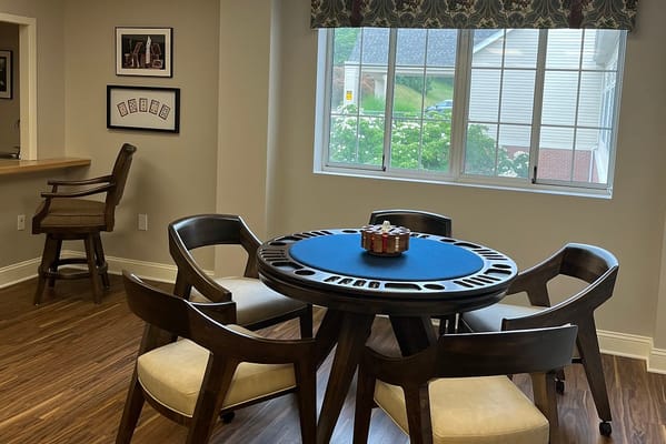 Interior view of a game table in a lounge area