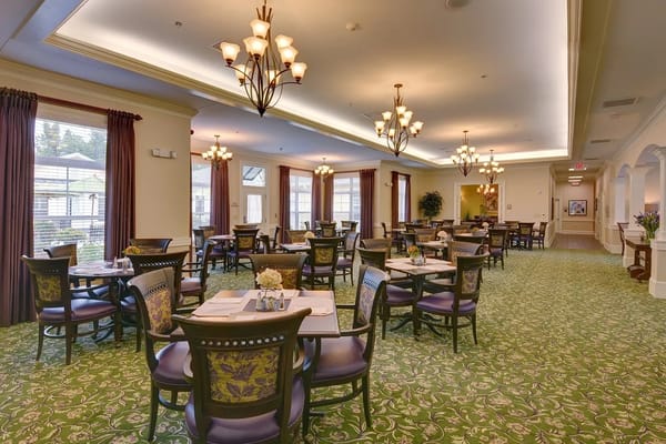 Dining area with elegant decor and seating