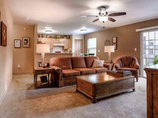 Bright interior living room with cozy furniture