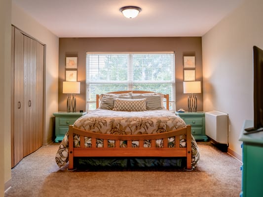 Cozy bedroom in a senior living facility