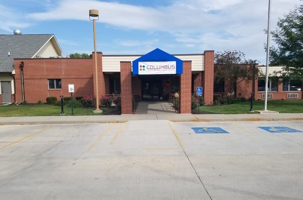 Exterior view of the Columbus facility entrance