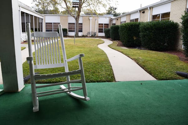 Rocking chair in a serene outdoor space