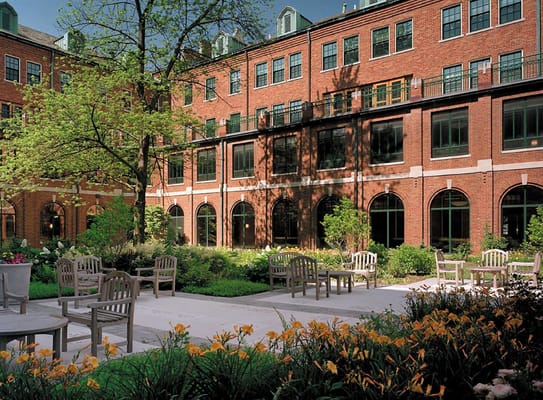 Beautiful outdoor space with seating and flowering plants