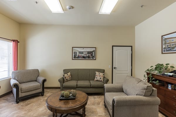 Cozy common area with seating and decor