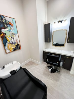 Interior view of a hair salon area