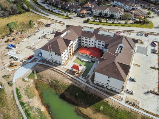 Aerial view of The Lakes at Woodhaven Village building