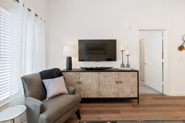Interior of a cozy common area with furniture