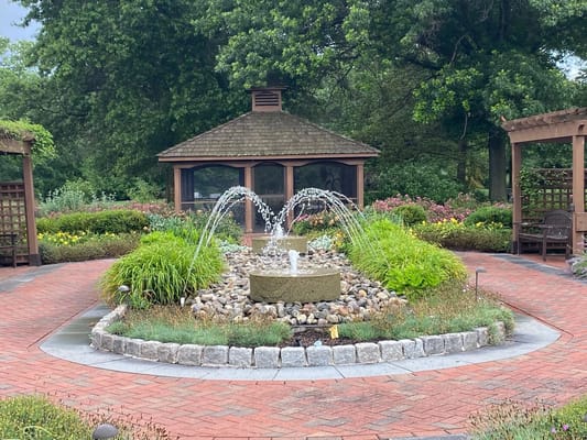 Garden area with fountain and seating