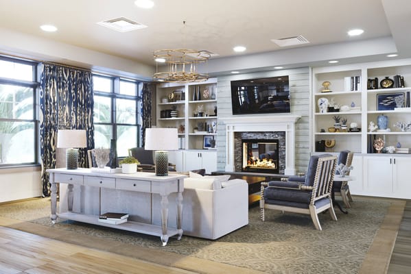 Bright interior living area with seating and decor