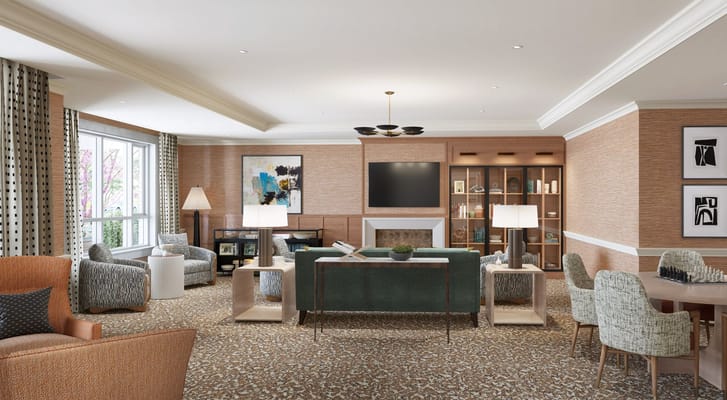 Spacious living room with comfortable seating and modern decor