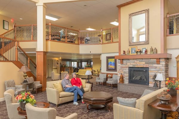 Residents enjoying conversation in the common area